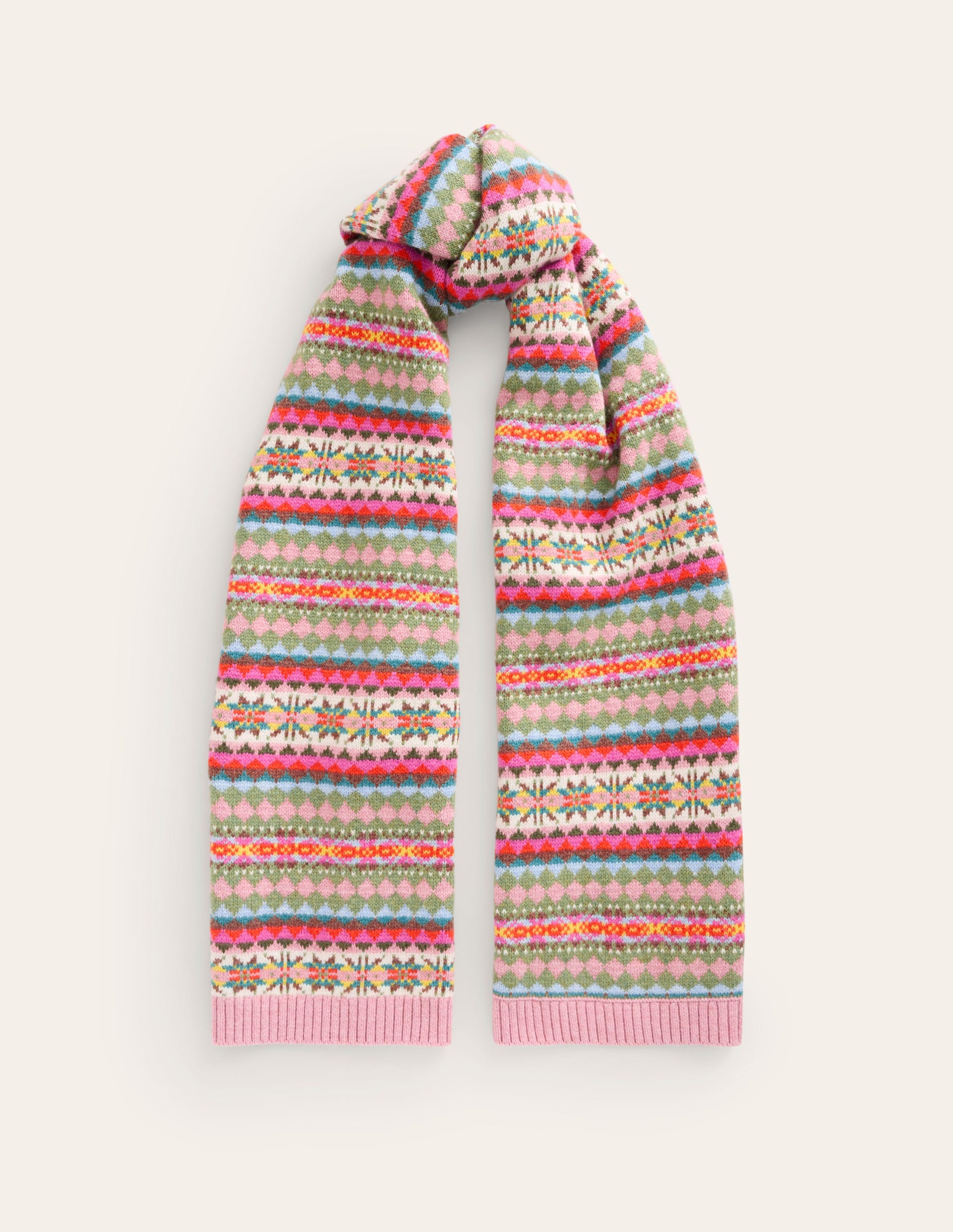 Fair Isle Scarf-Pink-2