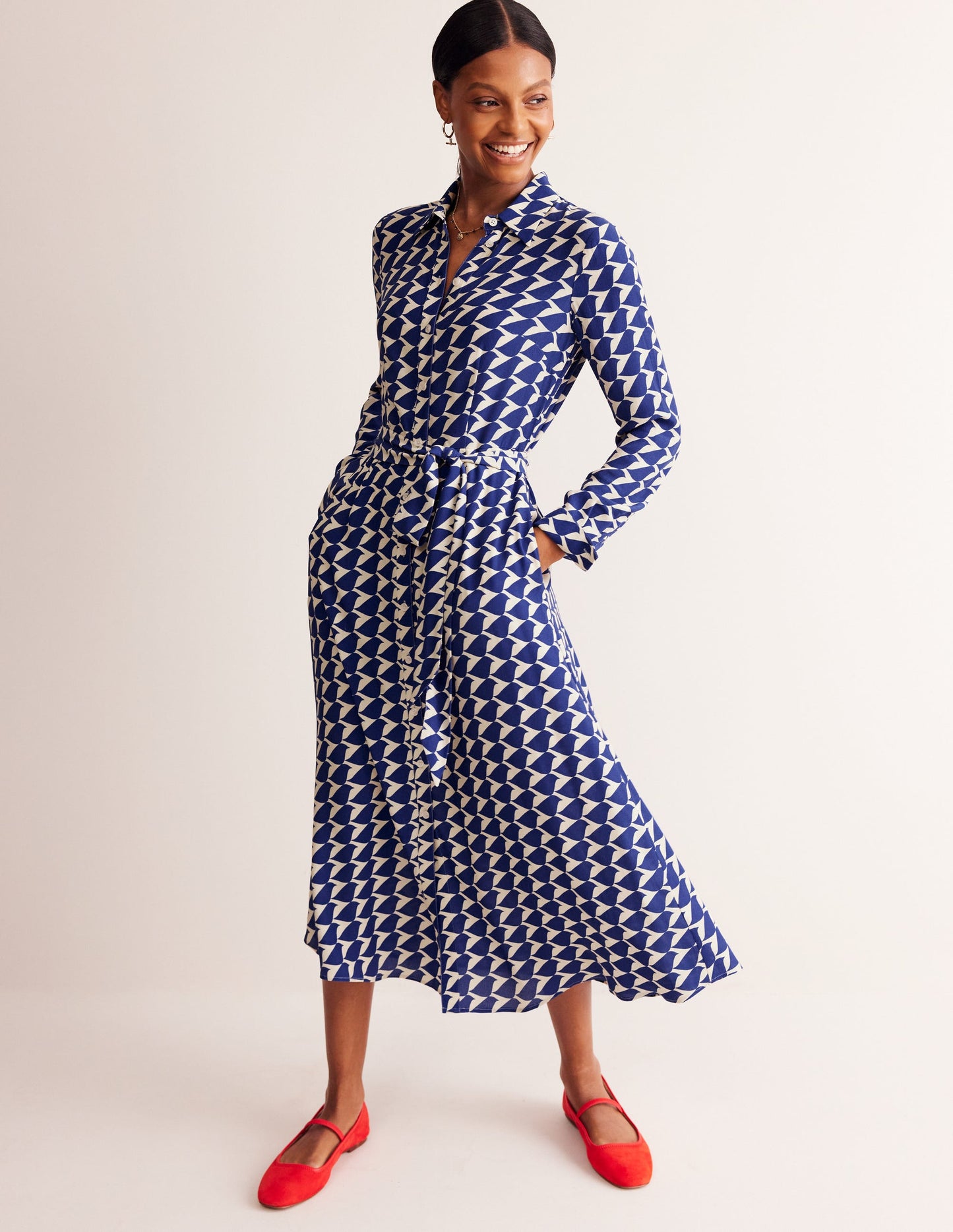 Kate Midi Shirt Dress-Mazarine Blue, Birdie