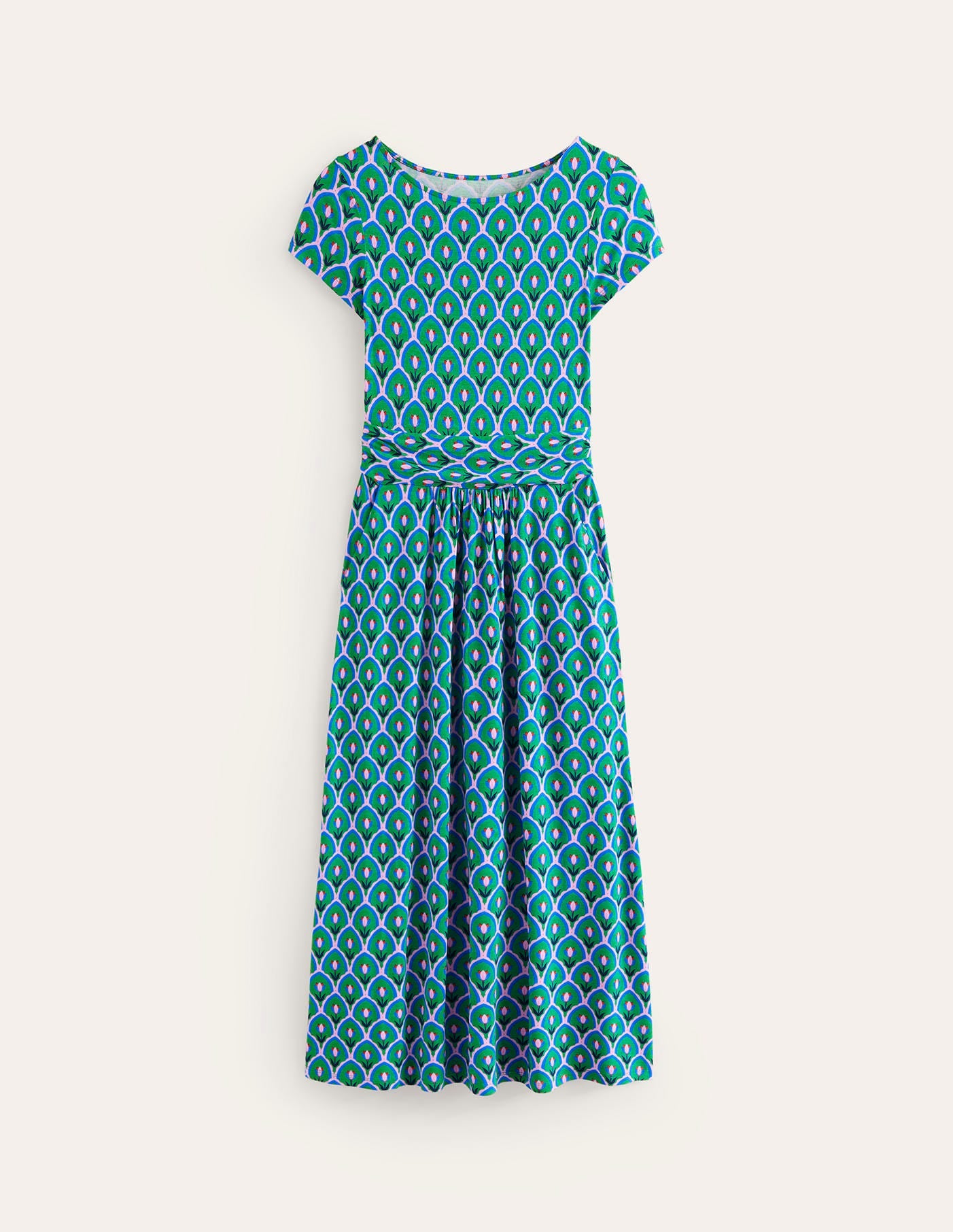Amelie Jersey Midi Dress-Rich Emerald, Tulip Scallop-6