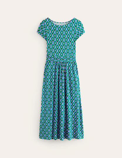 Amelie Jersey Midi Dress-Rich Emerald, Tulip Scallop-6