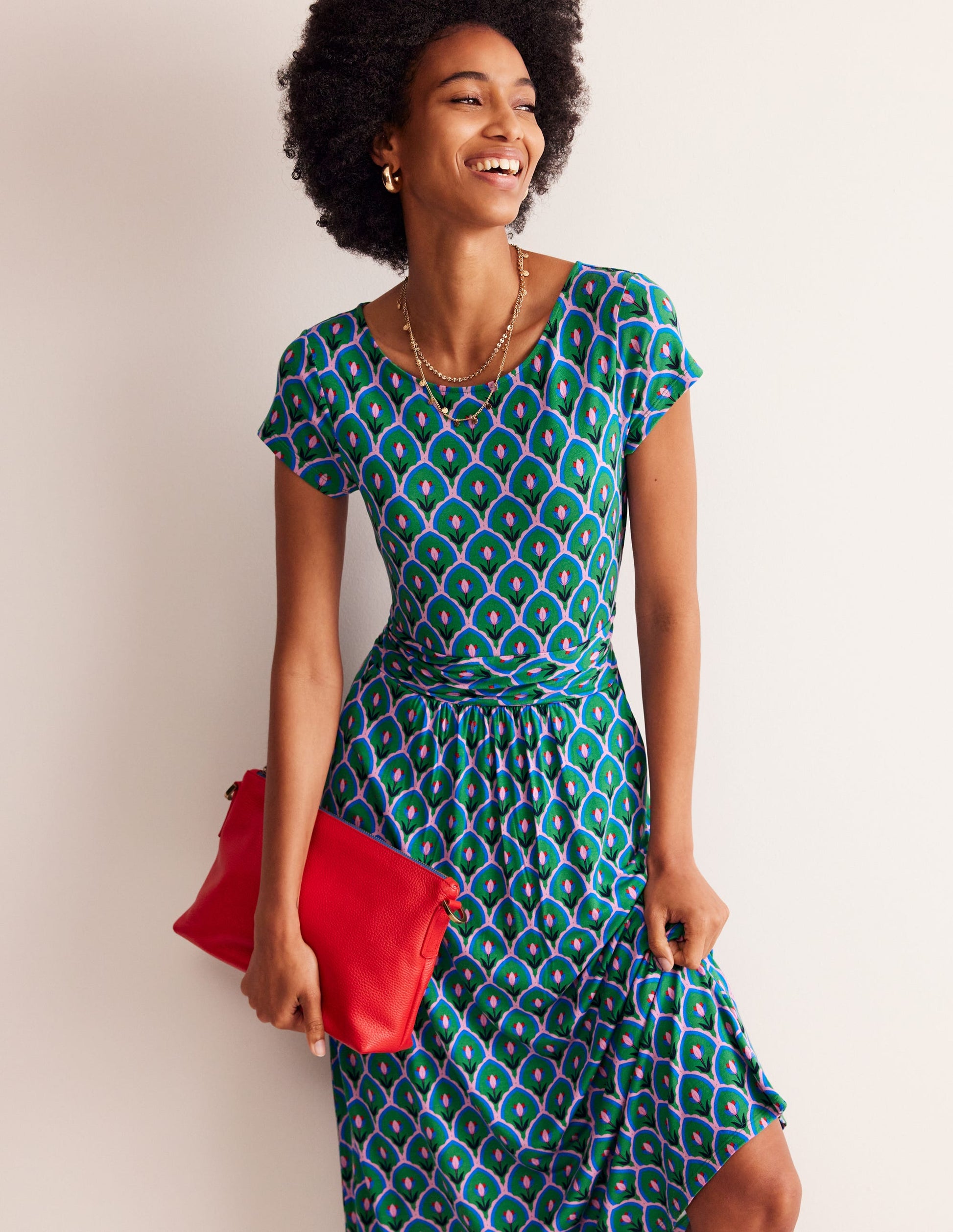 Amelie Jersey Midi Dress-Rich Emerald, Tulip Scallop-1