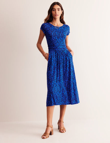 Amelie Jersey Midi Dress-Kingfisher Blue, Prairie Vine