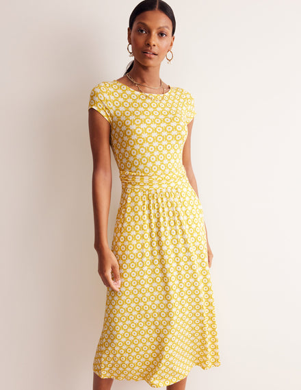 Amelie Jersey Midi Dress-Passion Fruit, Blossom Tile