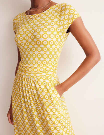 Amelie Jersey Midi Dress-Passion Fruit, Blossom Tile-2