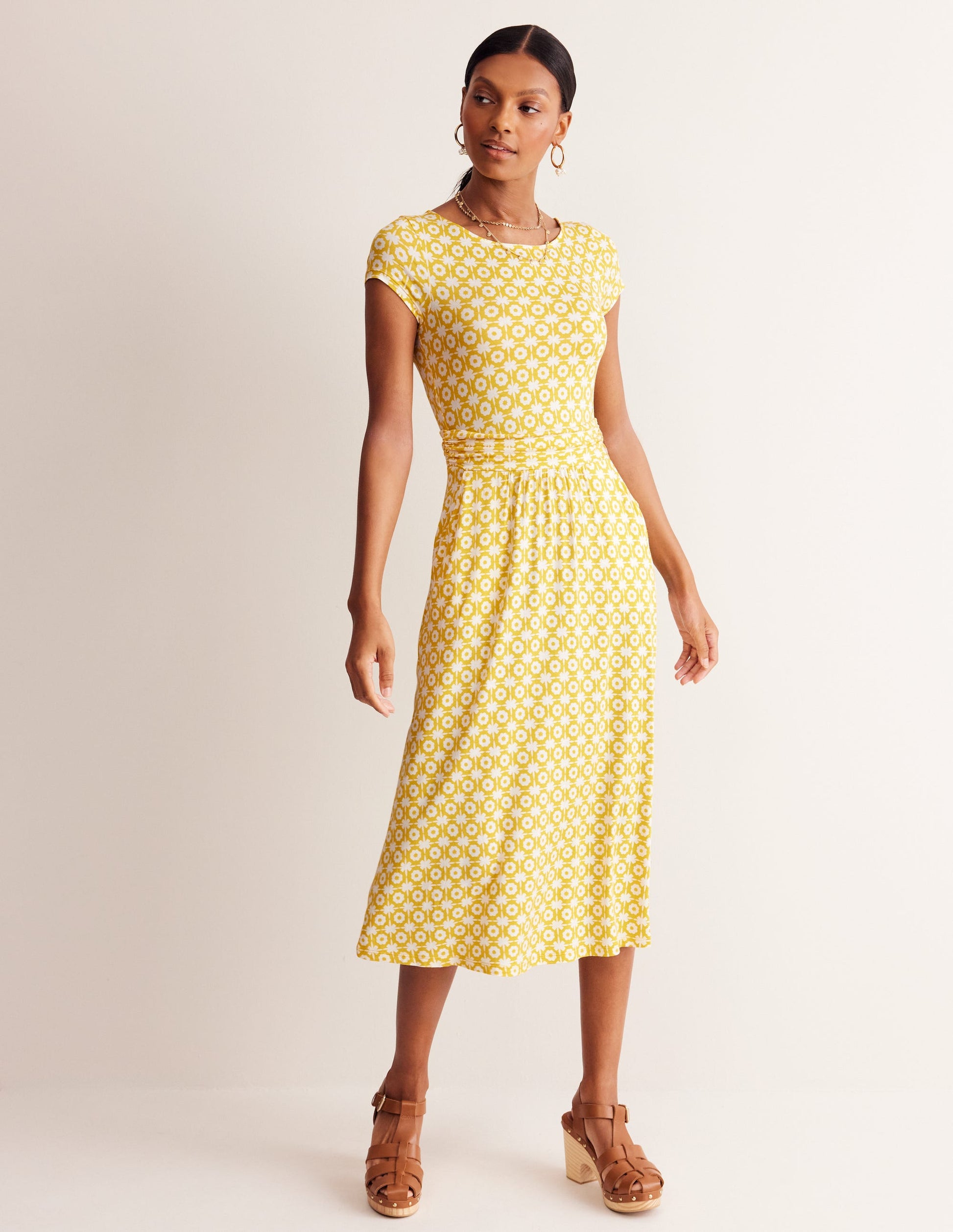Amelie Jersey Midi Dress-Passion Fruit, Blossom Tile-4