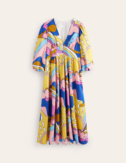 Lola Blouson Maxi Dress-Orchid Smoke, Sunshine