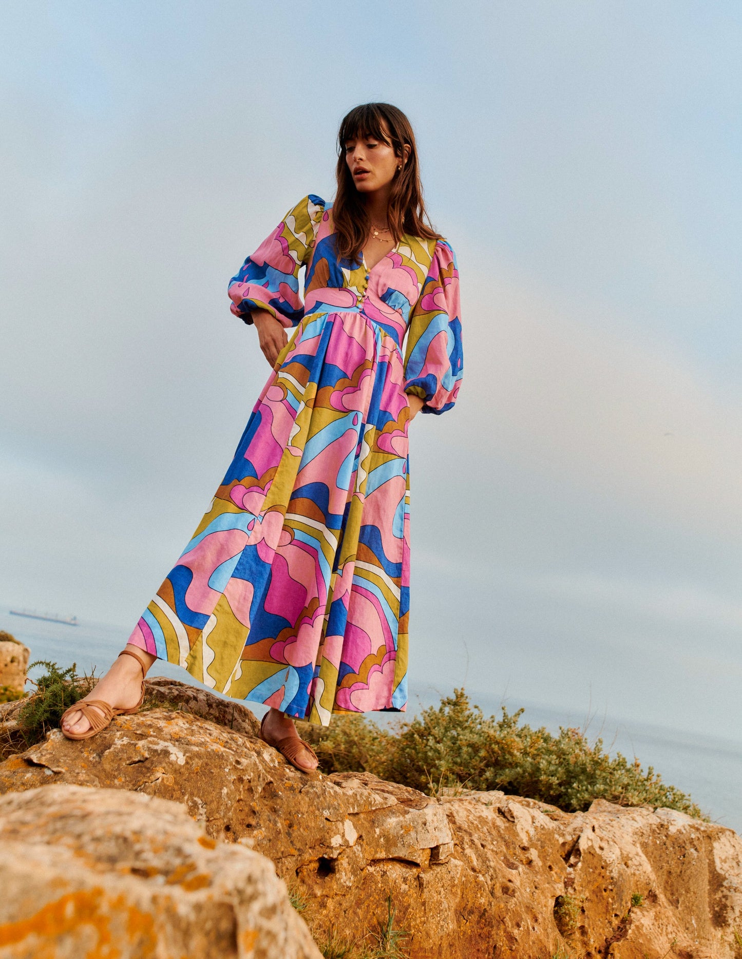 Lola Blouson Maxi Dress-Orchid Smoke, Sunshine