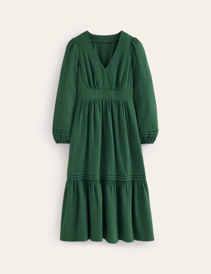 Eve Sleeved Double Cloth Dress-Eden