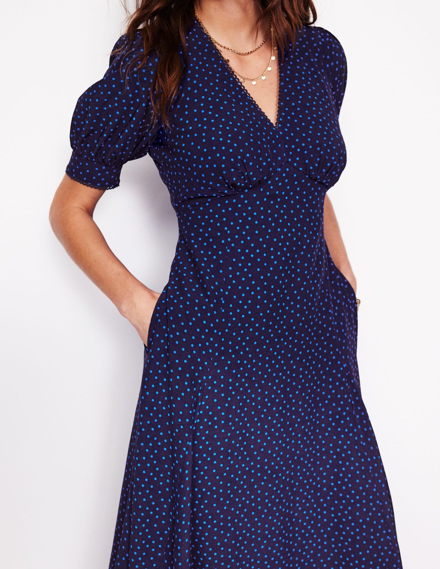 Rosie Godet Tea Dress-Directoire Blue, Abstract Dot