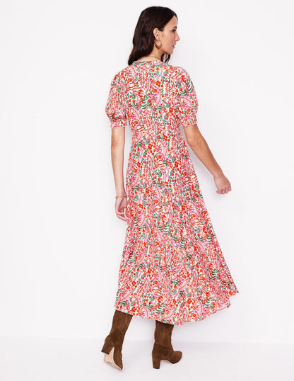 Rosie Godet Tea Dress-Multi, Foliage Bud