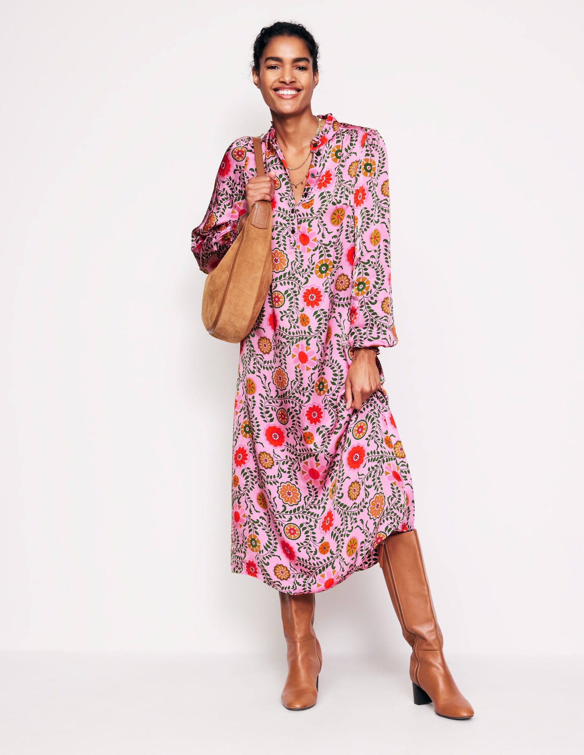 Jasmine Satin Midi Dress-Moonlite Mauve, Meadow Vine-1