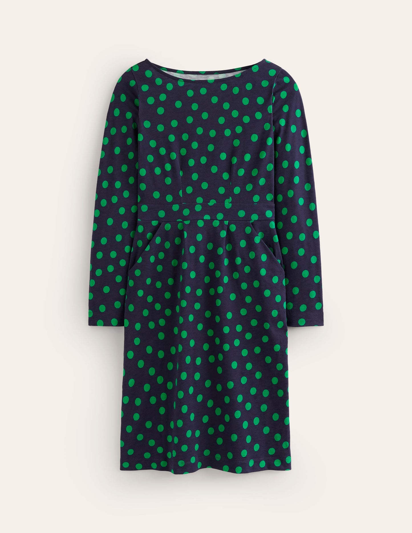 Florrie Long Sleeve Dress-Navy, Abstract Dot