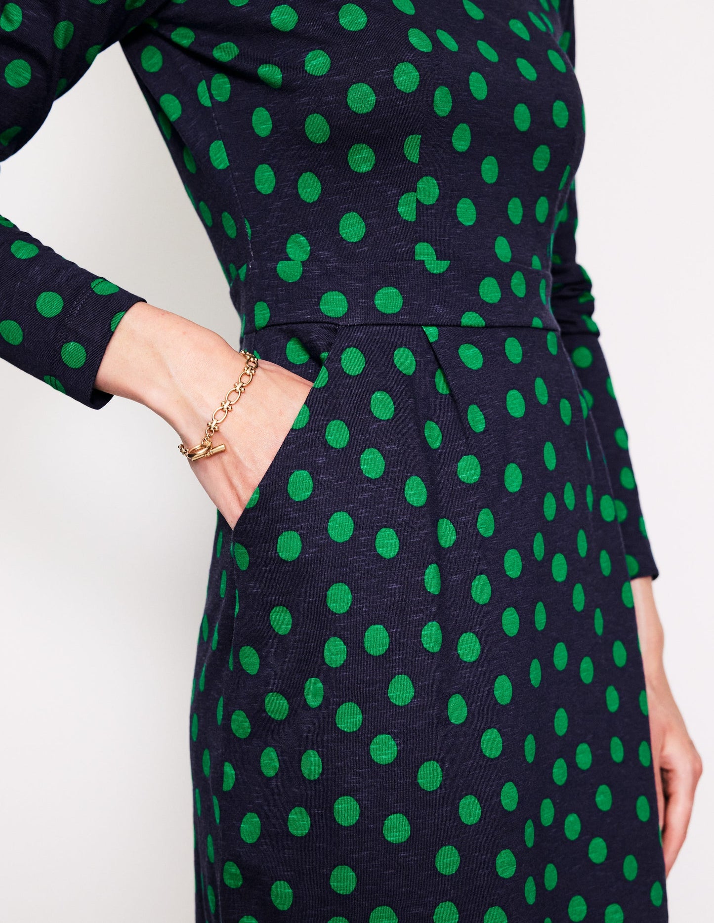 Florrie Long Sleeve Dress-Navy, Abstract Dot