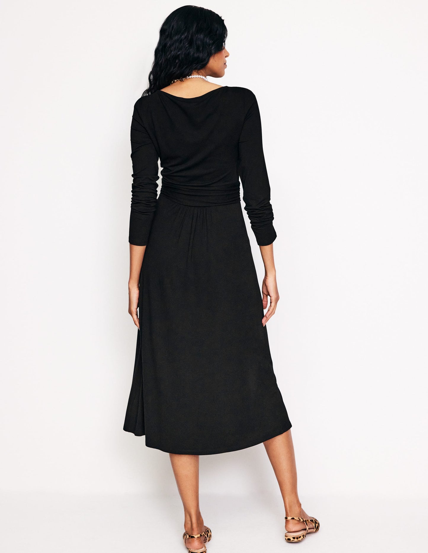 Amelie Long Sleeve Midi Dress-Black