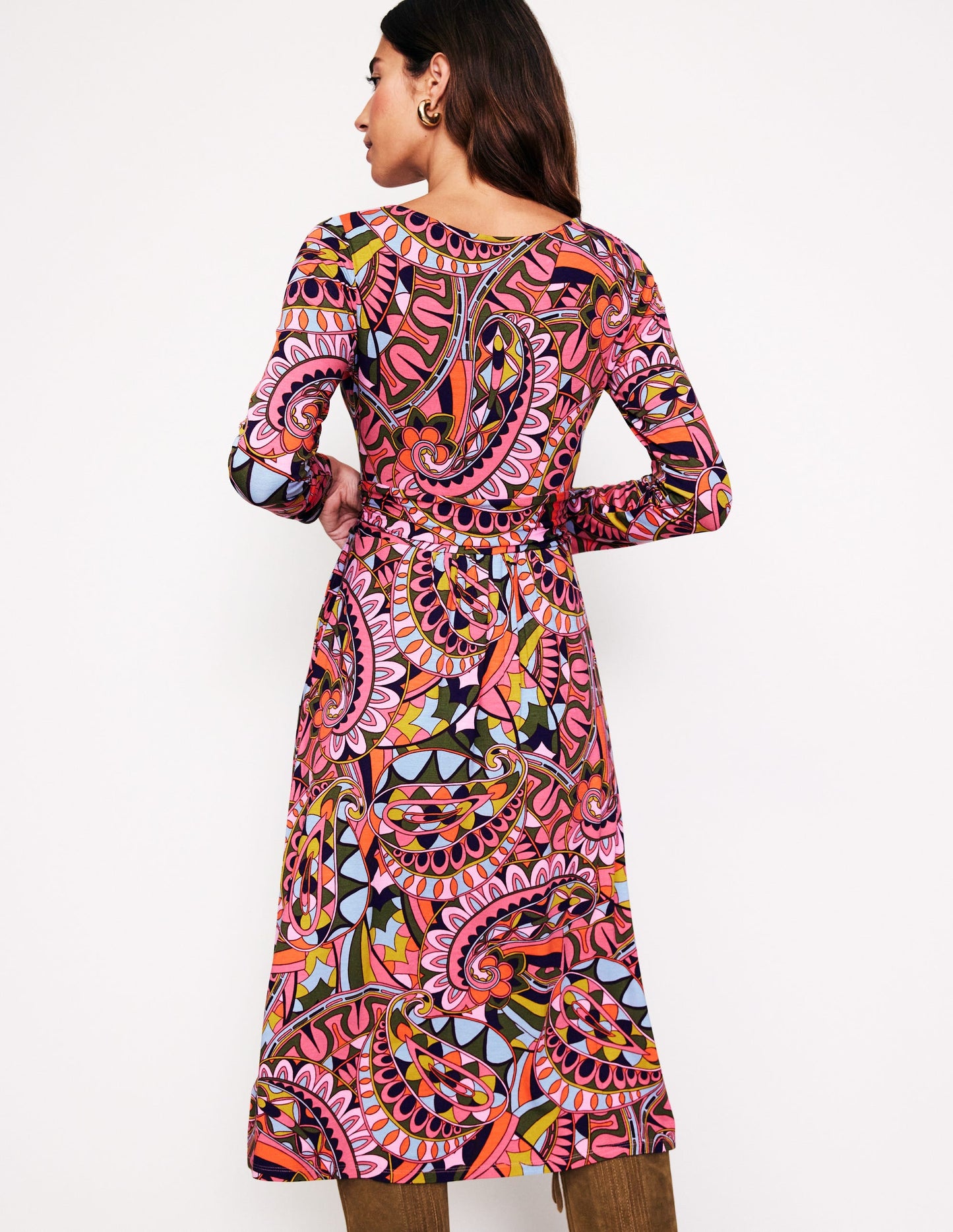 Amelie Long Sleeve Midi Dress-Multi, Kaleidoscopic Paisley