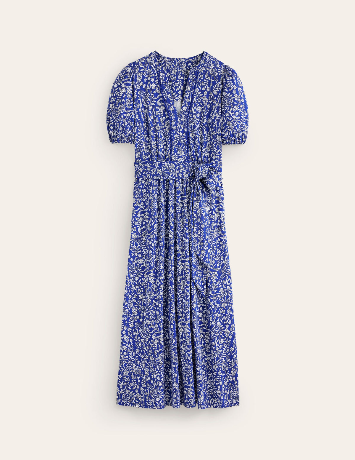 Sofia Trim Jersey Midi Dress-Sapphire Blue, Foliage Bud - Image 6