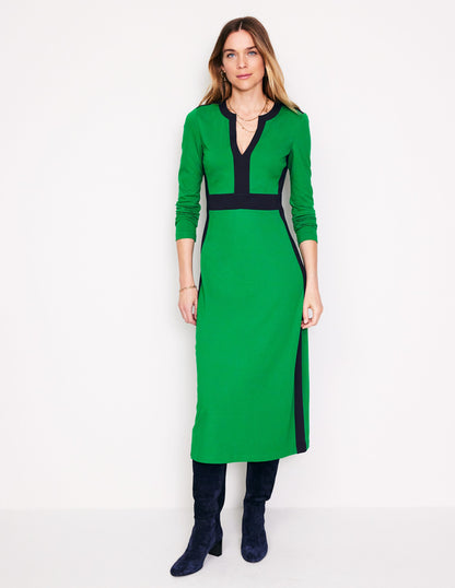 Catherine Ponte Midi Dress-Rich Emerald-4
