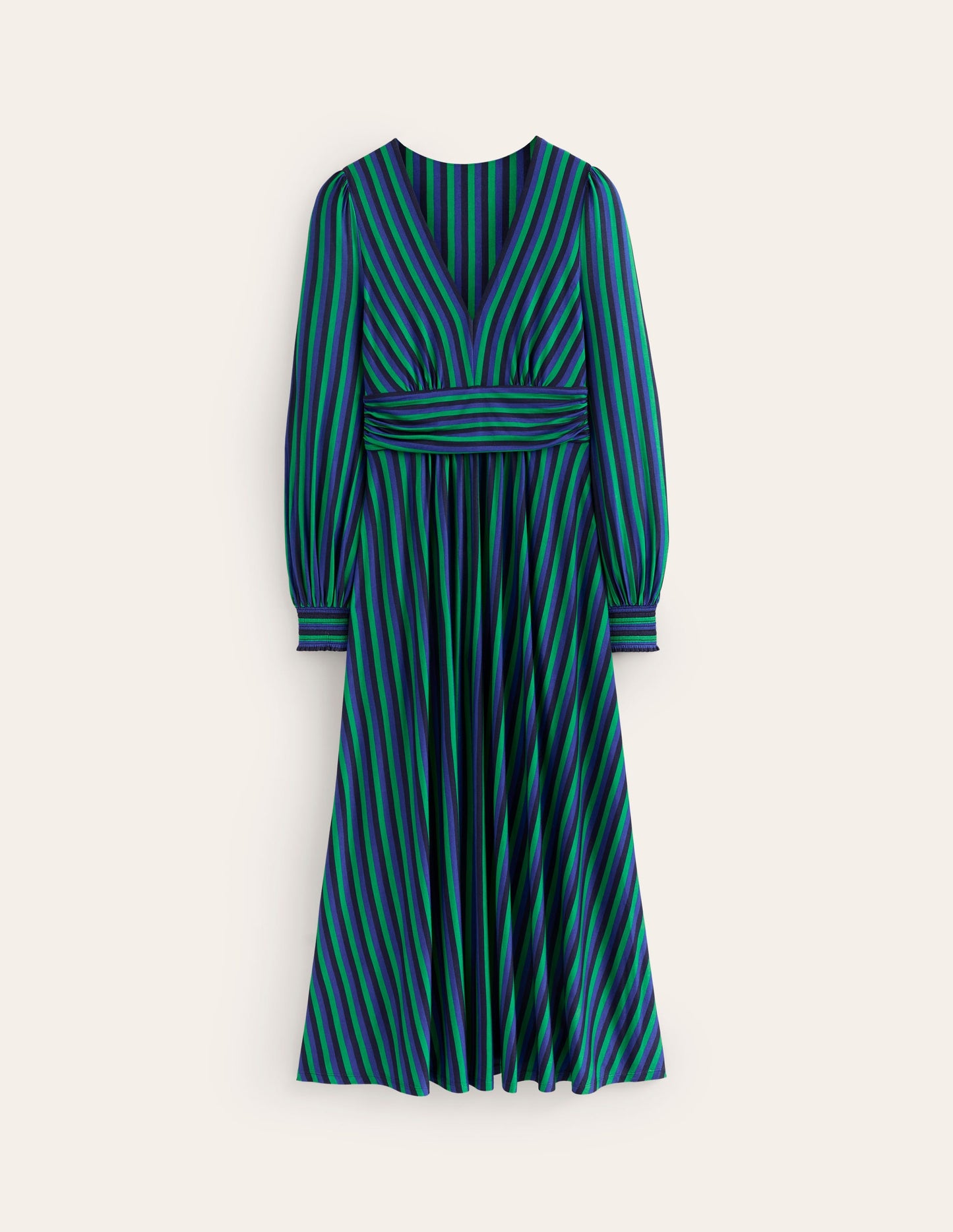 Daphne Jersey Maxi Dress -Rich Emerald, Mazarine Stripe