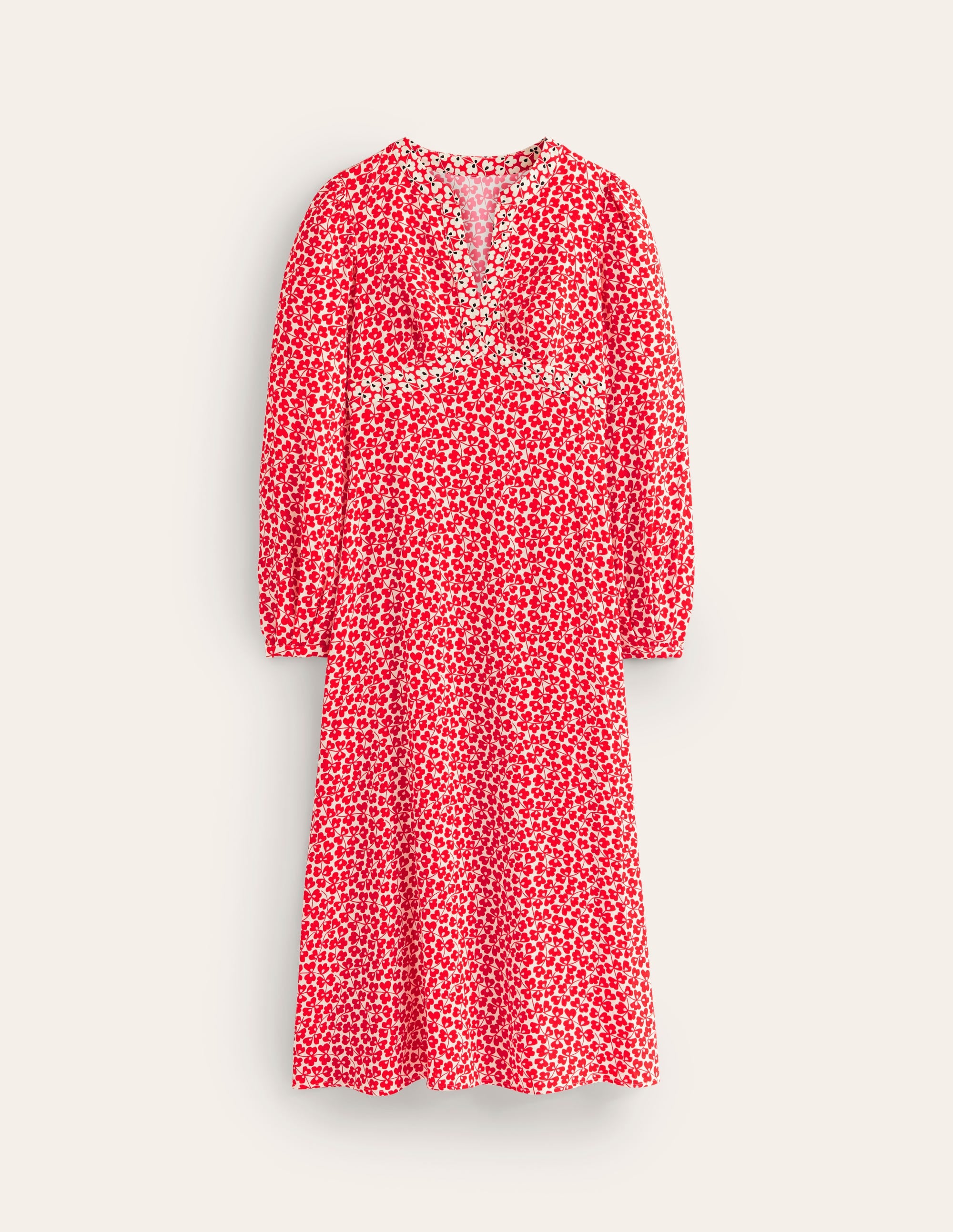 Imelda Border Print Midi Dress-High Risk Red, Clover Whirl - Image 5