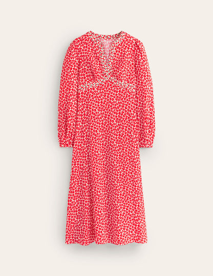 Imelda Border Print Midi Dress-High Risk Red, Clover Whirl-5