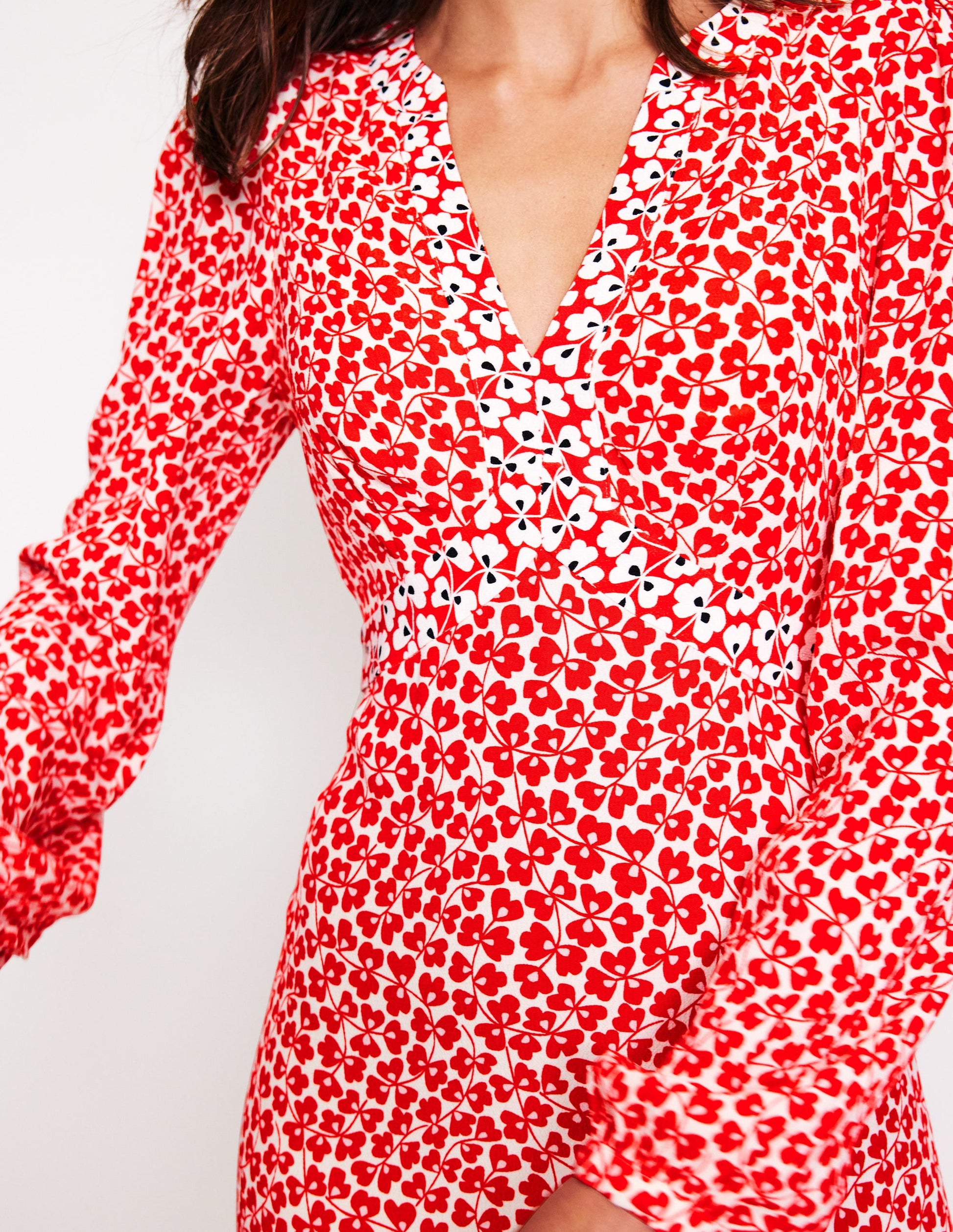 Imelda Border Print Midi Dress-High Risk Red, Clover Whirl-2