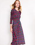 Puff Sleeve Blouson Dress-Pink, Trellis Wave