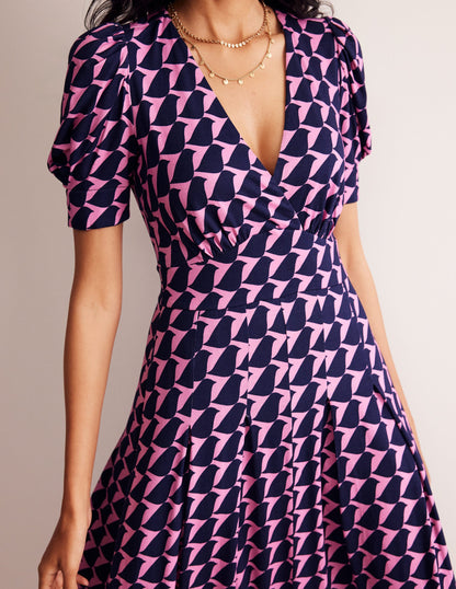 Kristen Pleated Jersey Dress-Strawberry Sherbert, Birdie