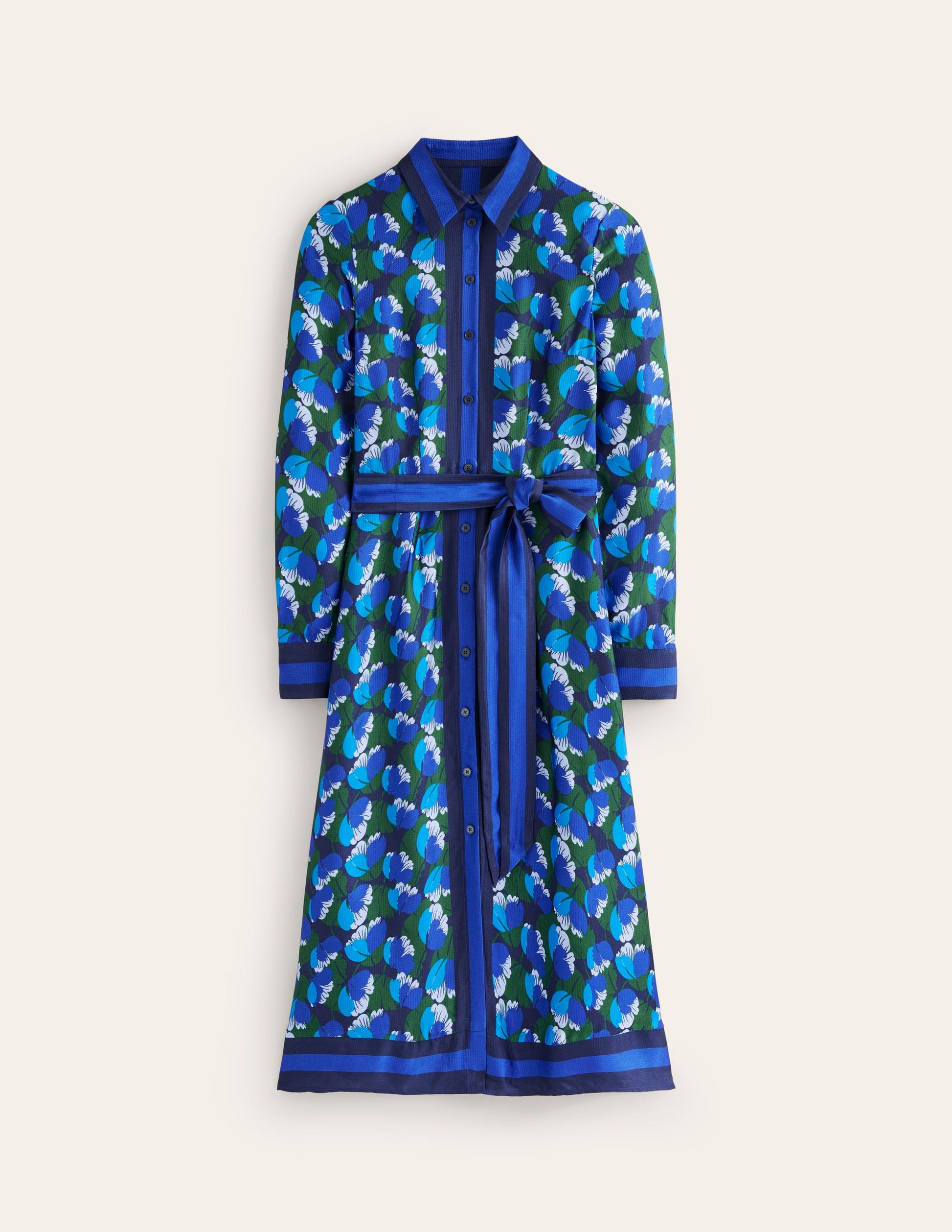 Kate Satin Shirt Dress-French Navy, Tulip Valley-5