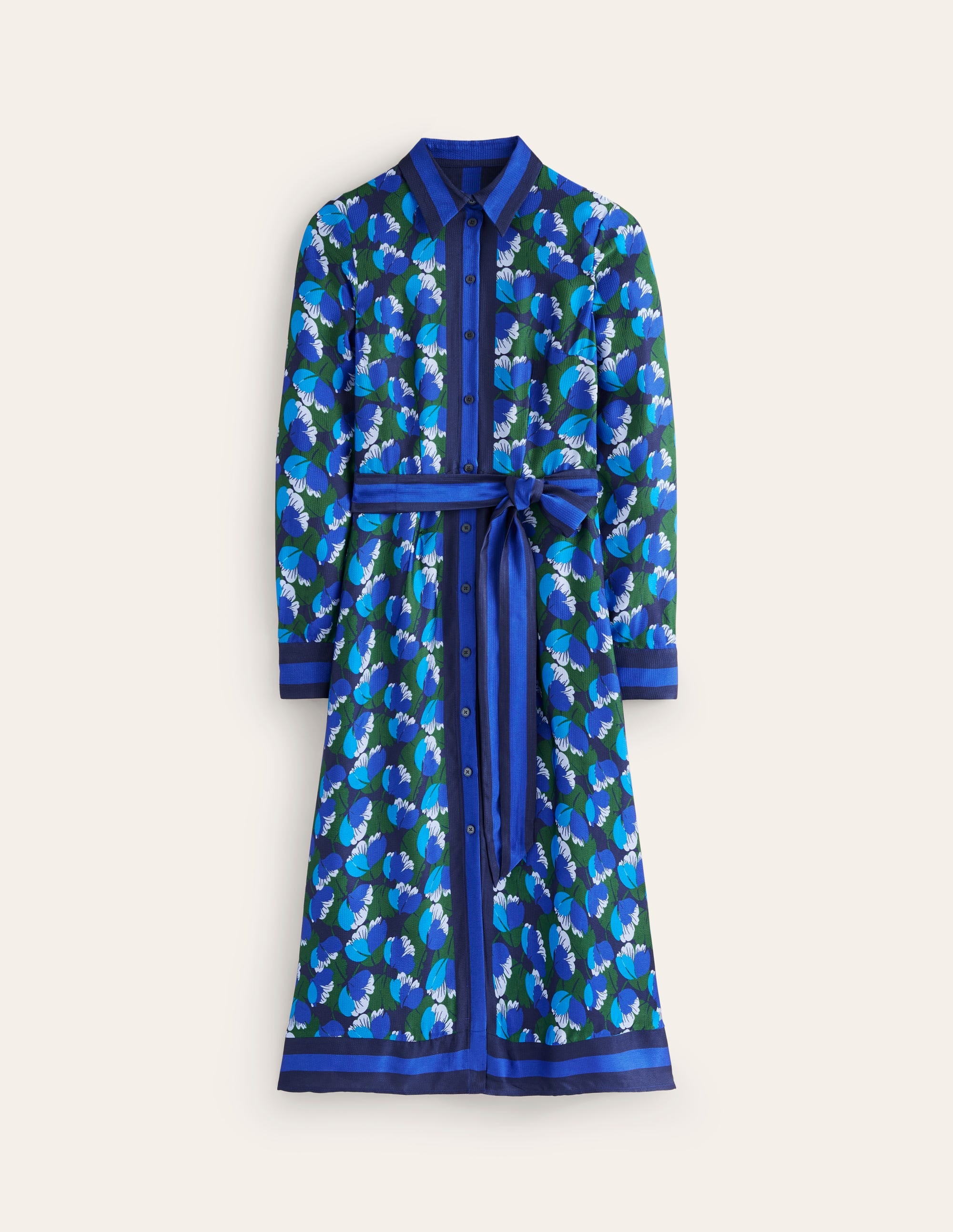 Kate Satin Shirt Dress-French Navy, Tulip Valley - Image 5
