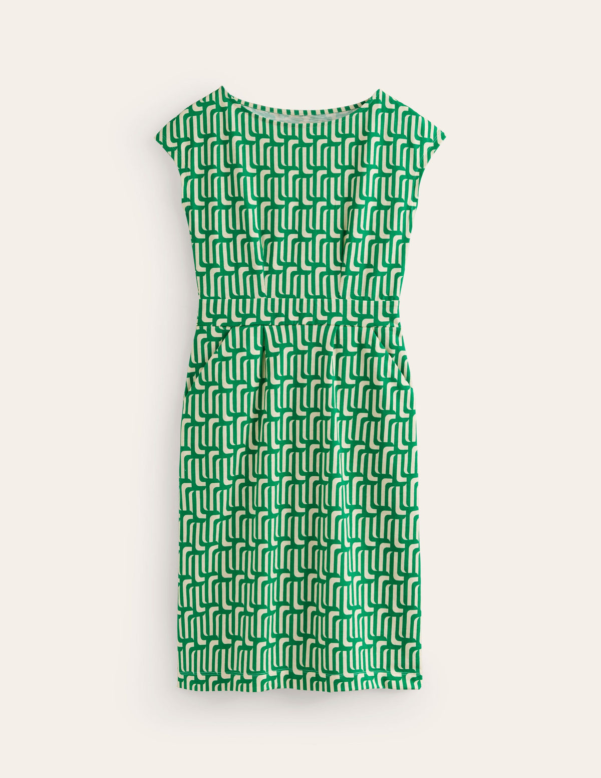 Florrie Jersey Dress-Rich Emerald, Falling Geo - Image 5