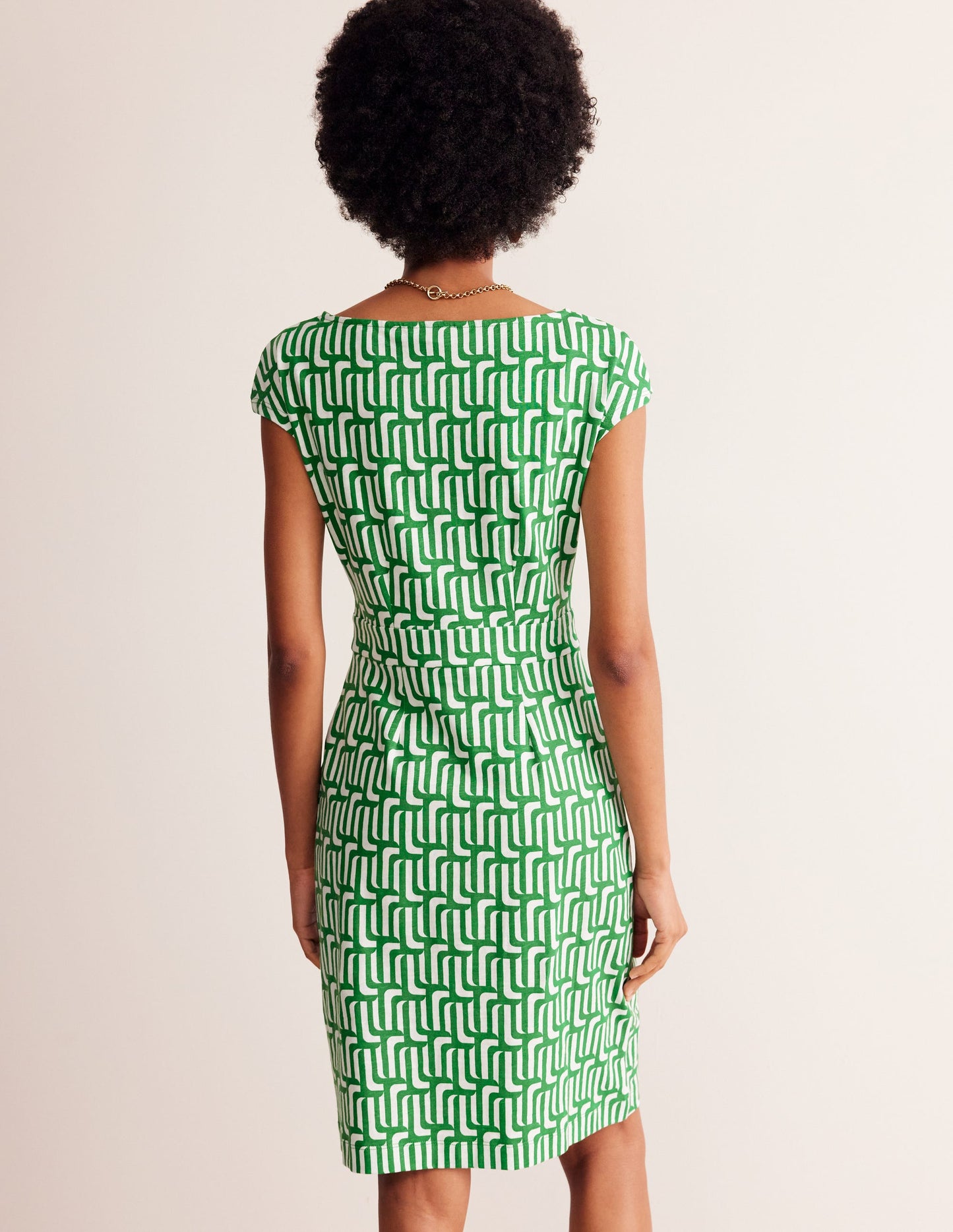 Florrie Jersey Dress-Rich Emerald, Falling Geo