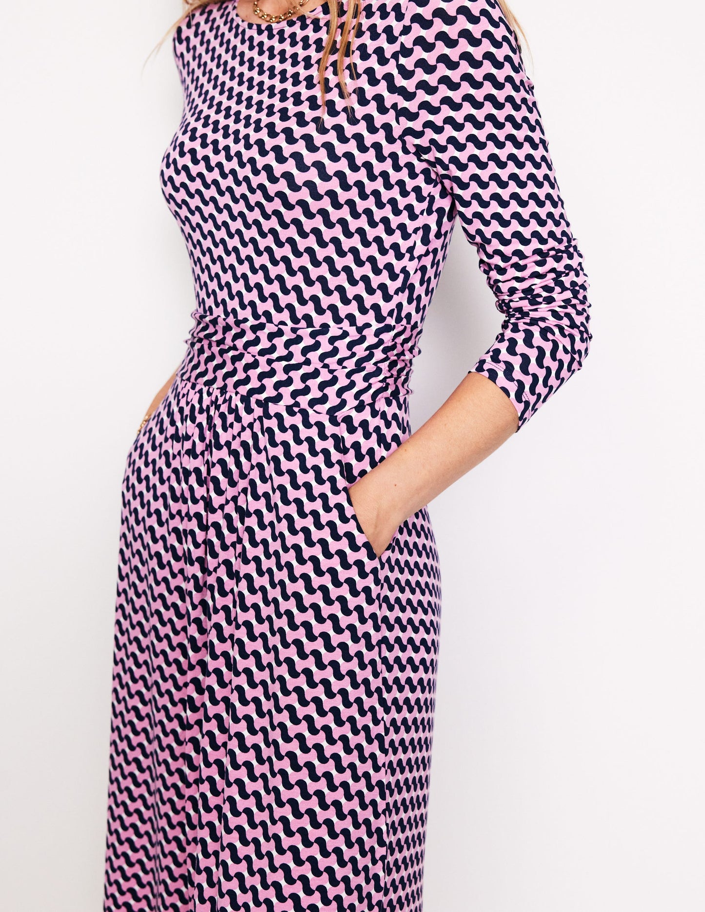 Amelie Long Sleeve Dress-Sherbert, Terrace Swirl