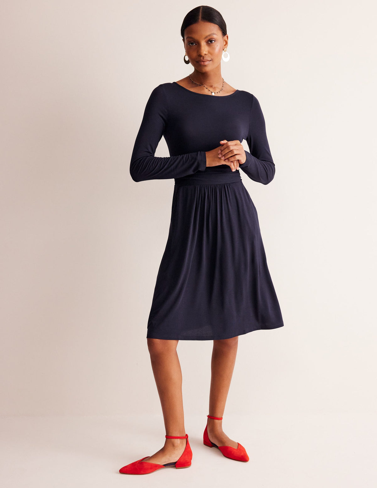 Amelie Long Sleeve Dress-Navy - Image 1