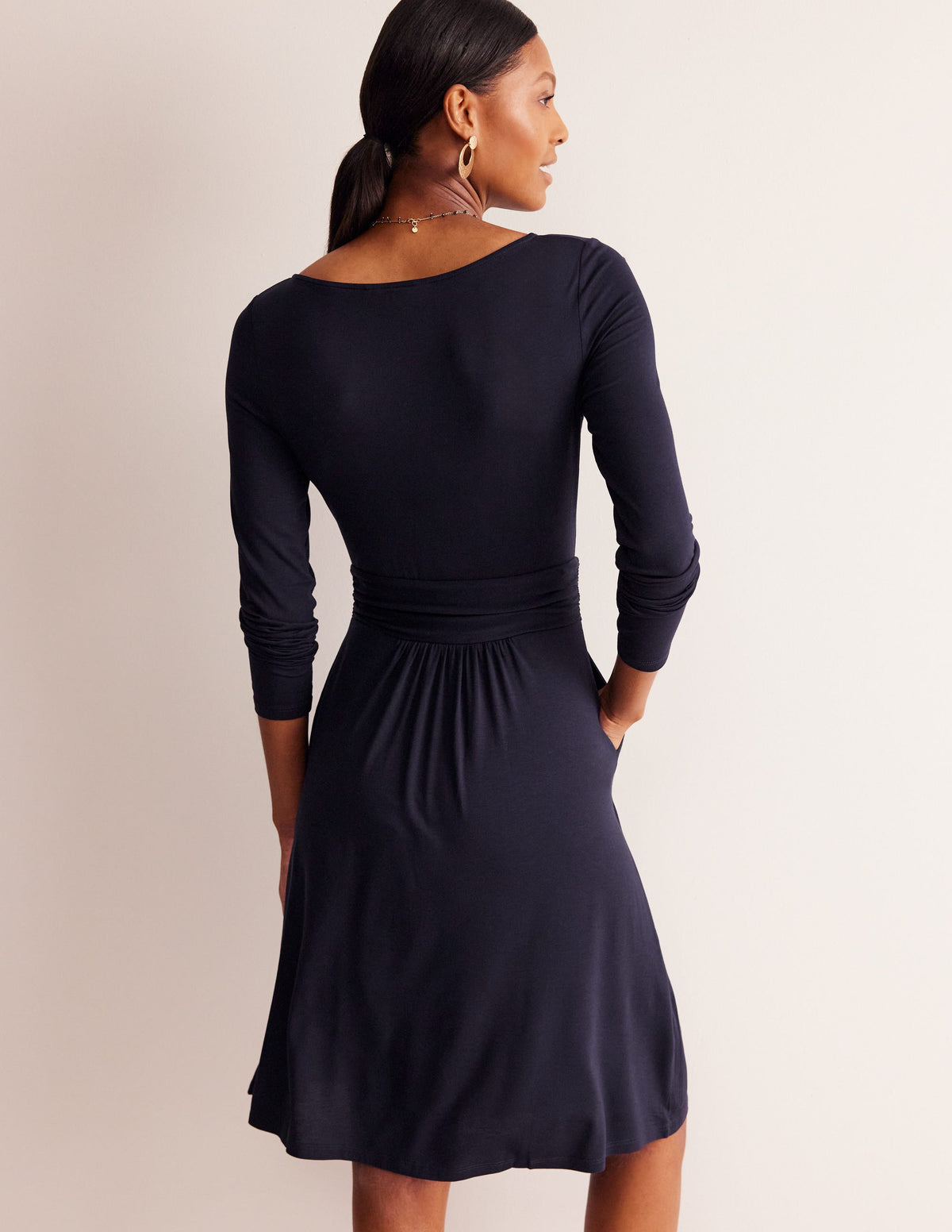 Amelie Long Sleeve Dress-Navy - Image 3