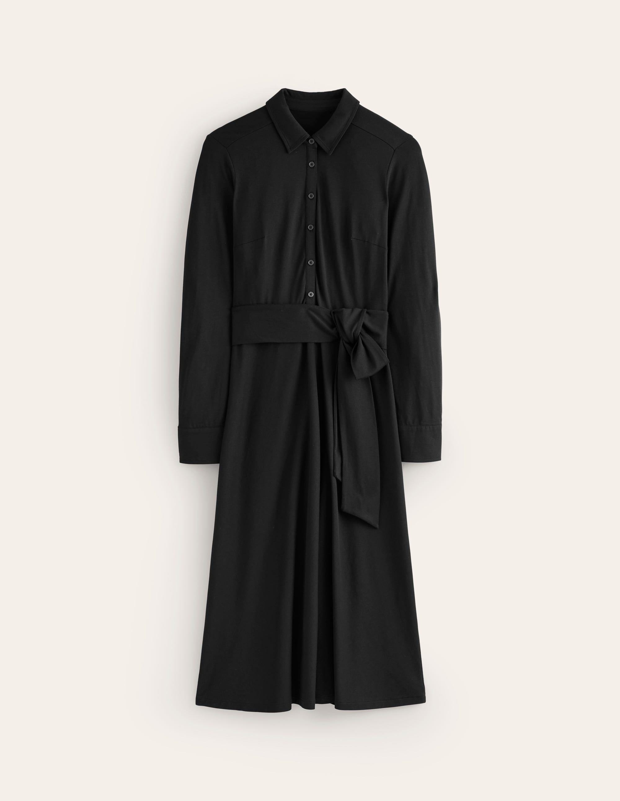 Laura Jersey Midi Shirt Dress-Black - Image 5