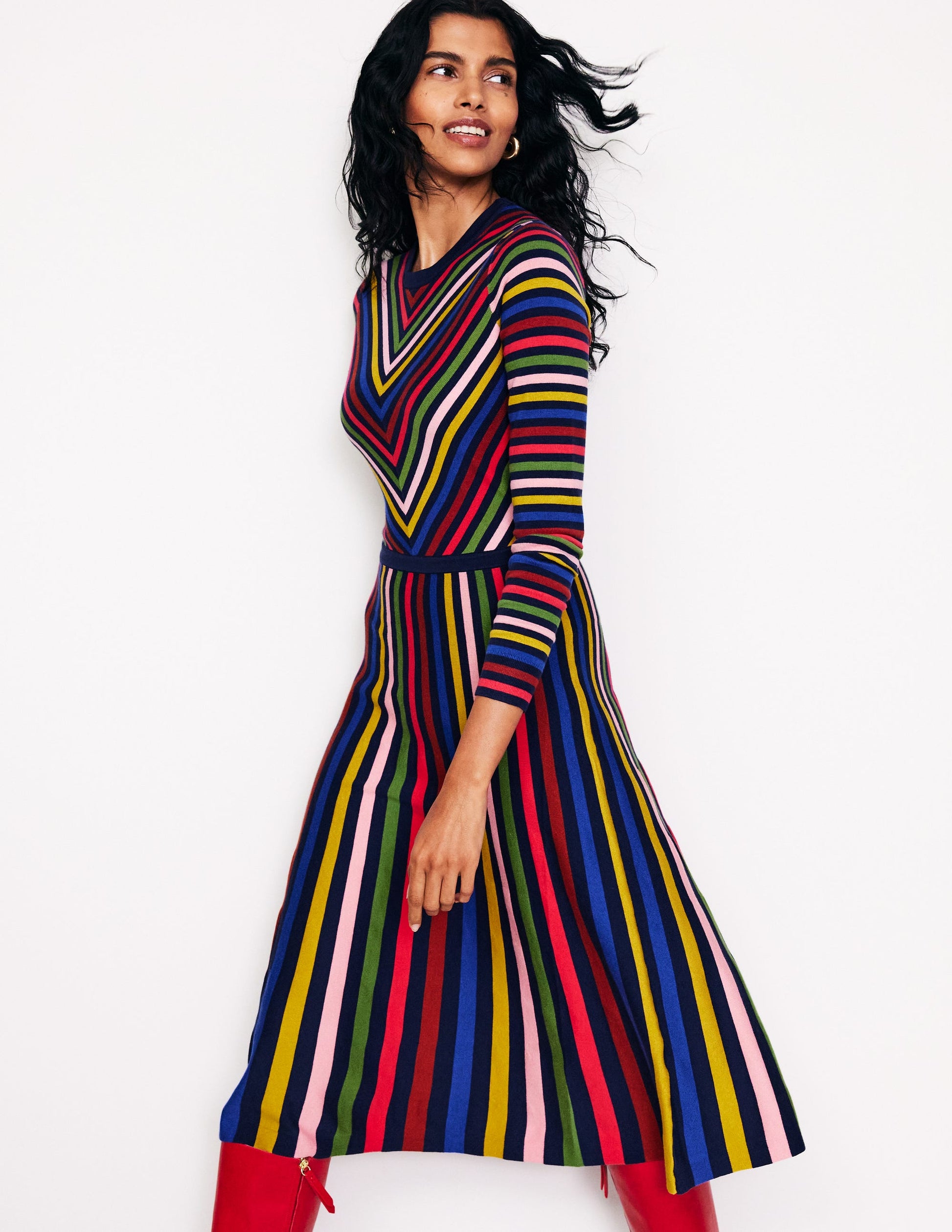Maria Knitted Midi Dress-Multistripe-1