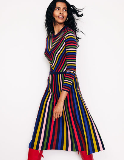 Maria Knitted Midi Dress-Multistripe-1