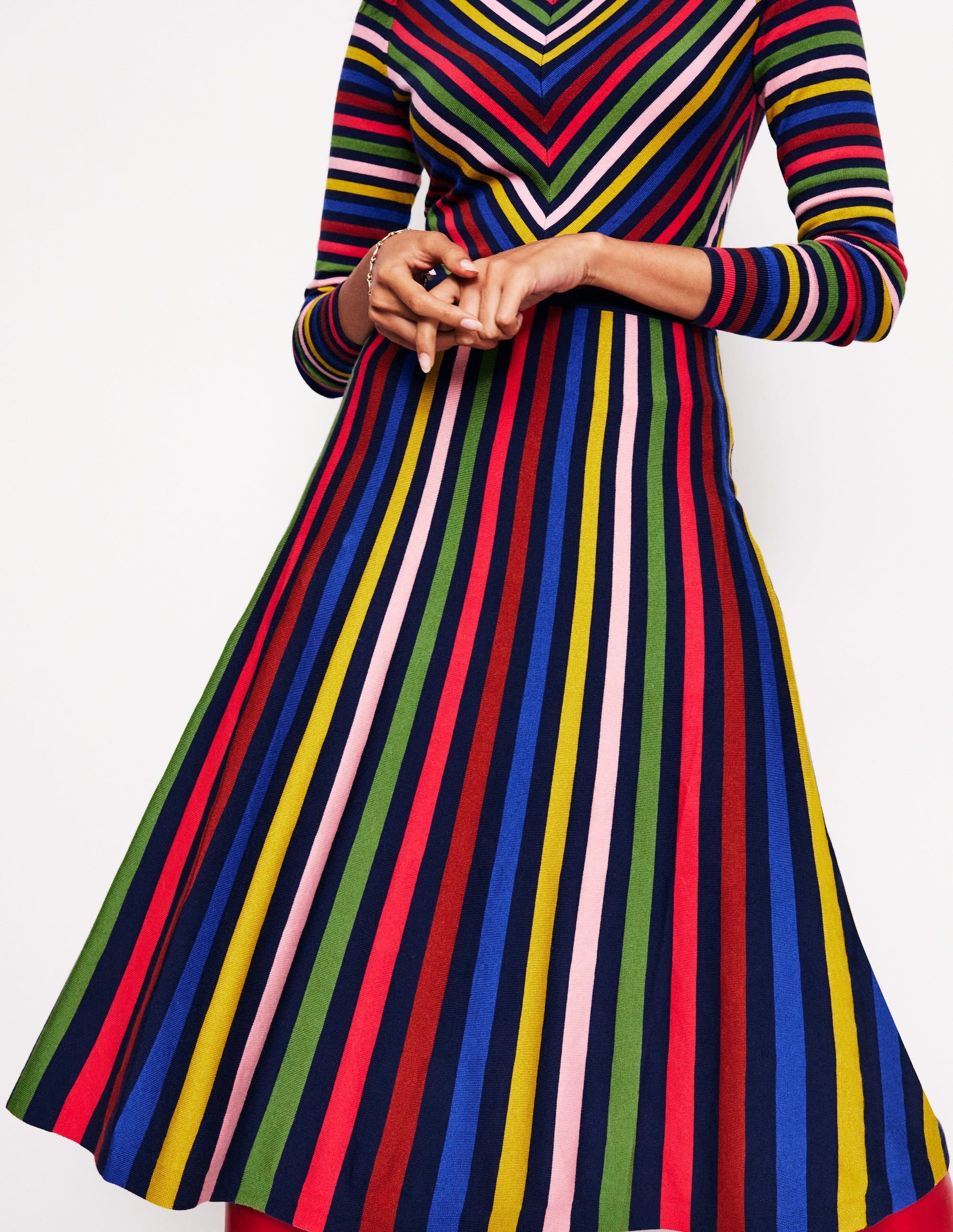 Maria Knitted Midi Dress-Multistripe-2