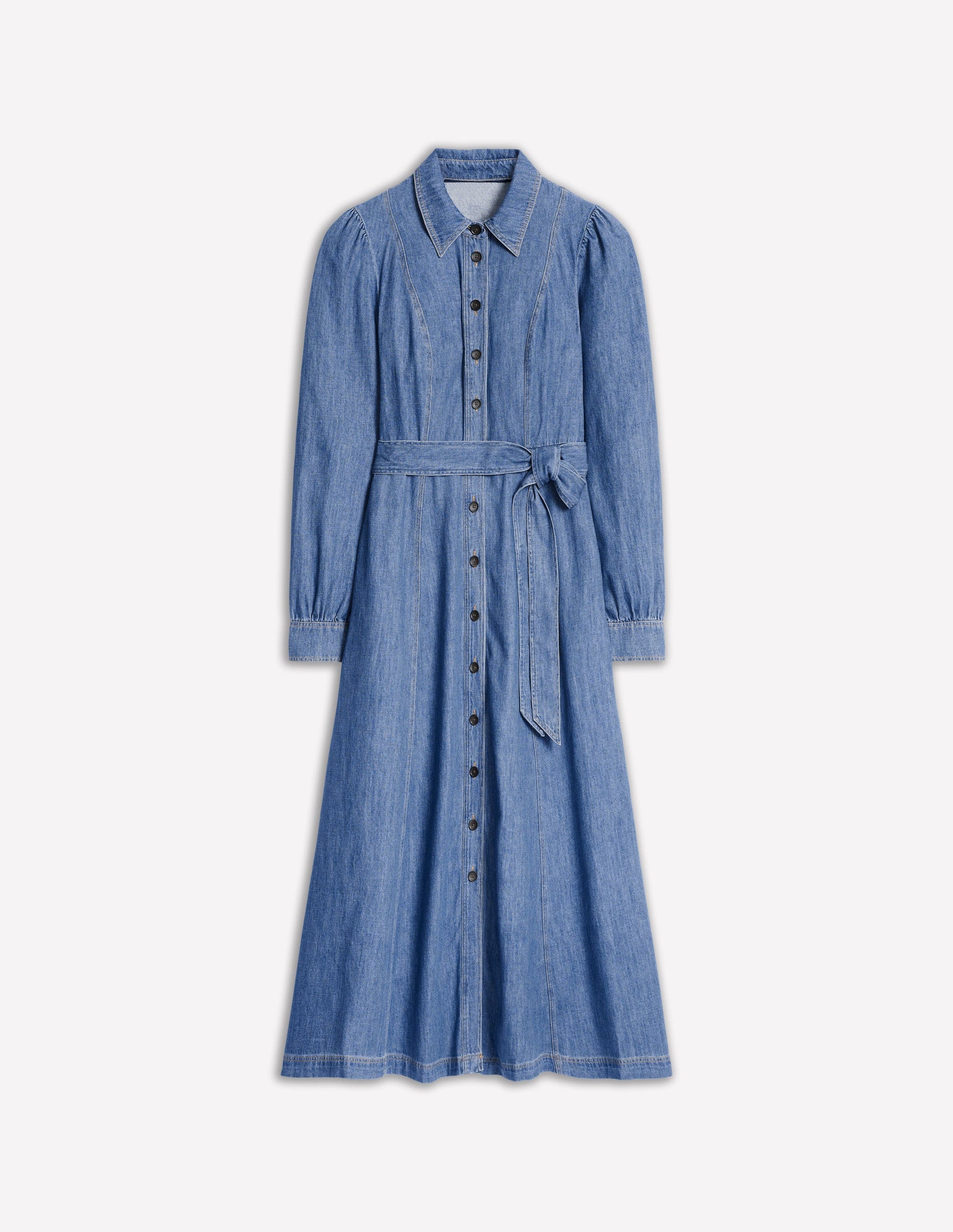 Aubrey Denim Midi Shirt Dress-Light Vintage Denim-9