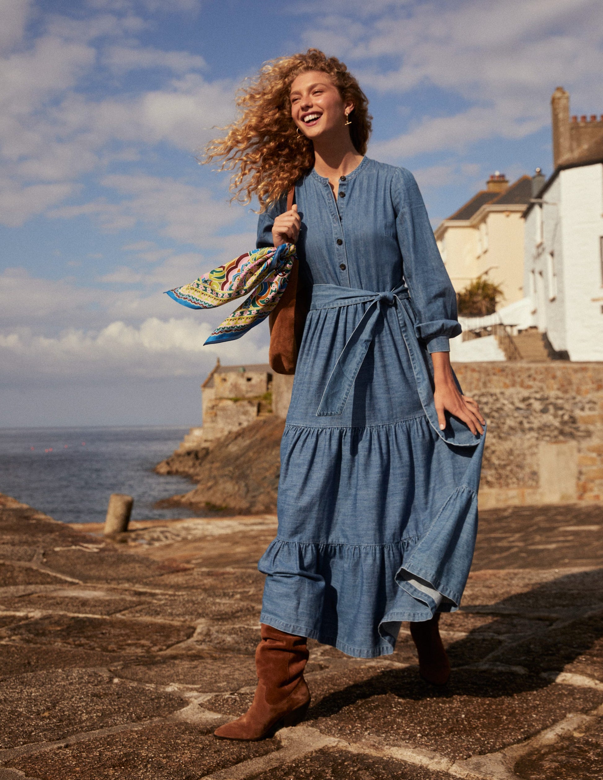 Alba Denim Maxi Dress-Light Vintage Denim-6