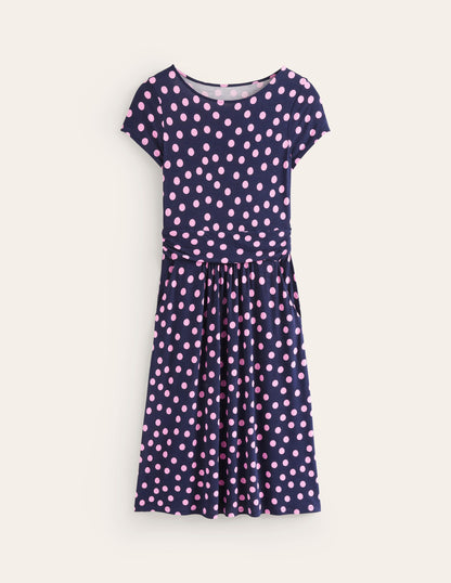 Amelie Jersey Dress-Sherbert, Abstract Dot-5