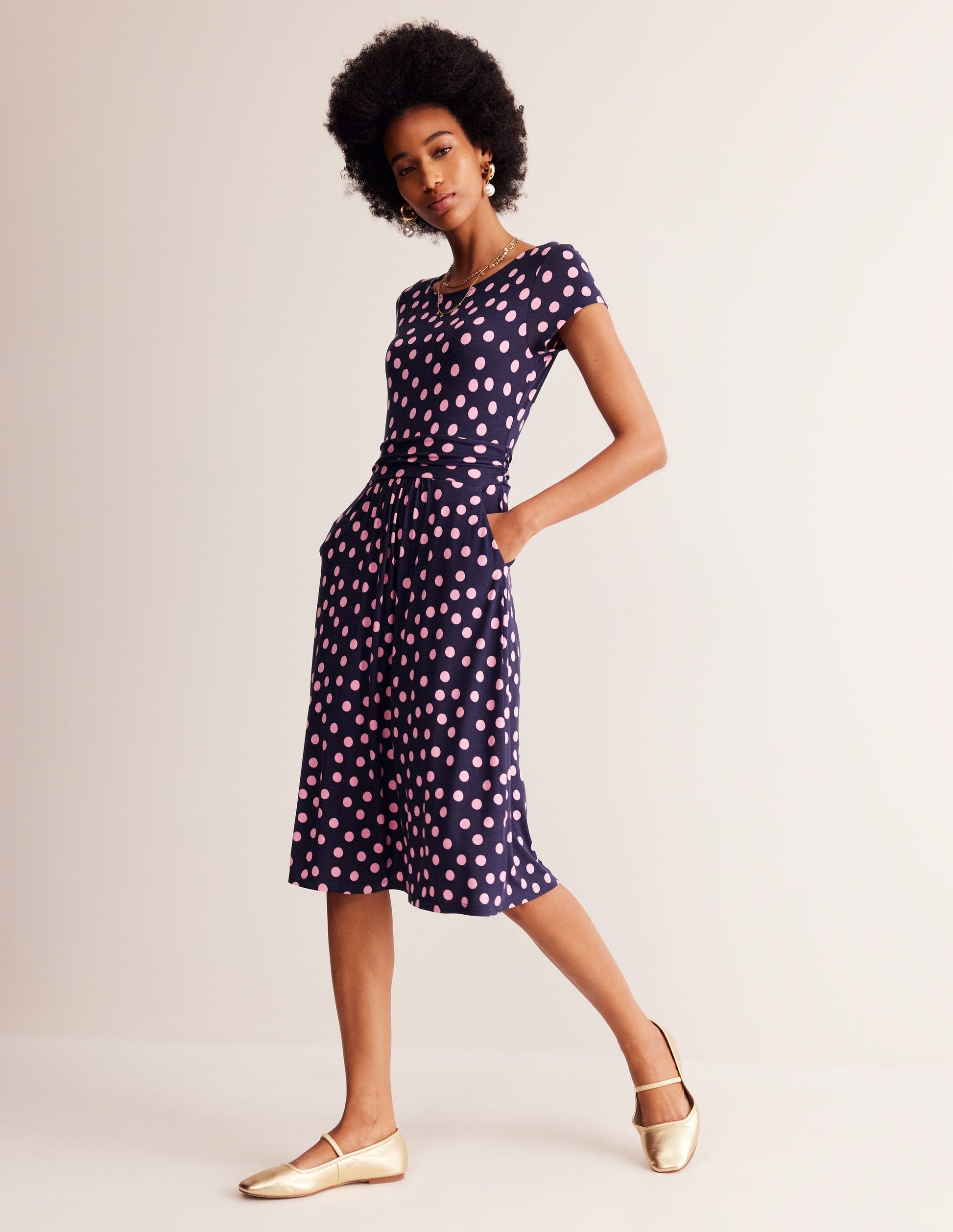 Amelie Jersey Dress-Sherbert, Abstract Dot-4