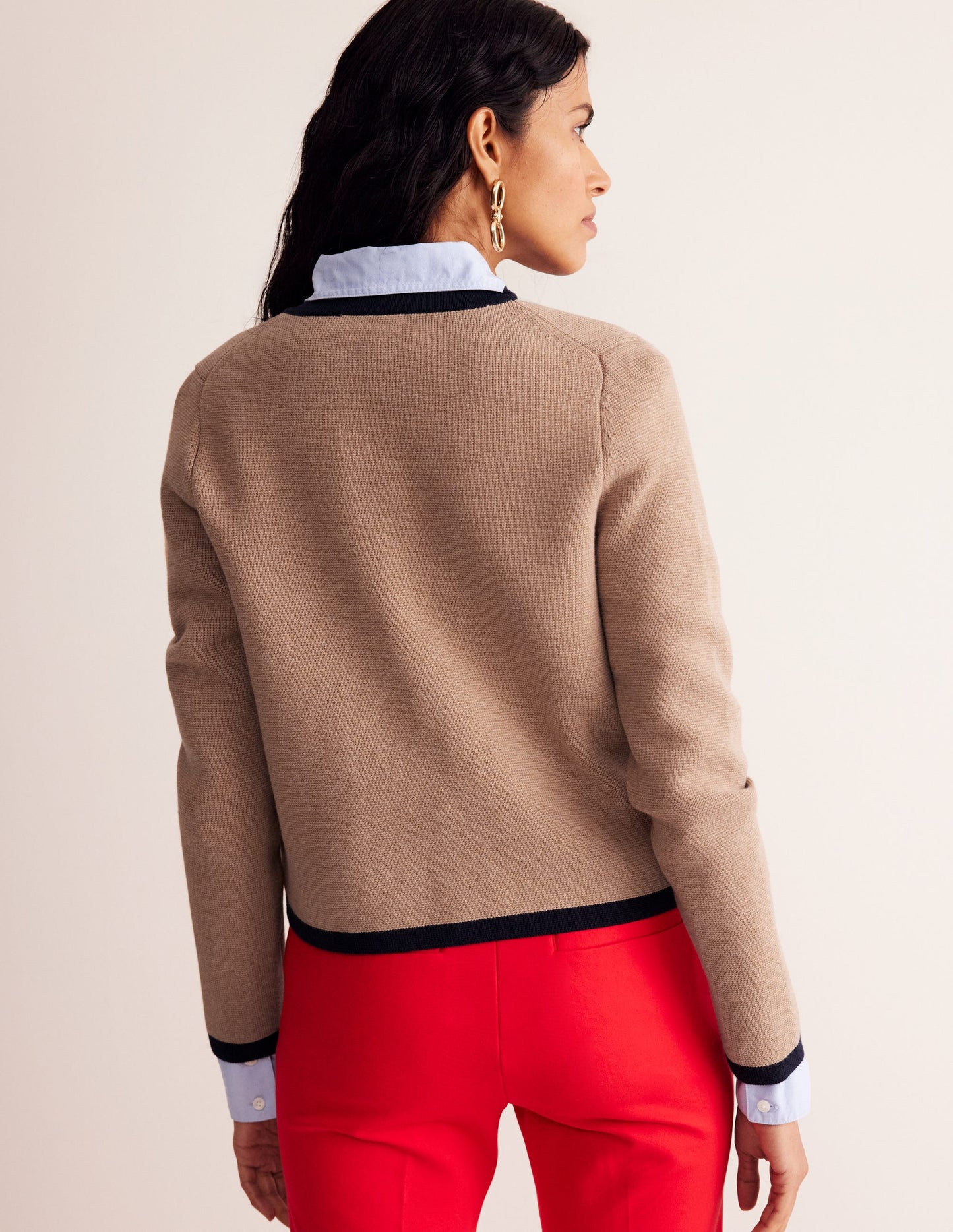 Holly Knitted Jacket-Camel, Navy