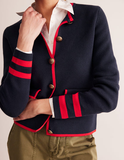 Holly Knitted Jacket-Navy, Rouge Red