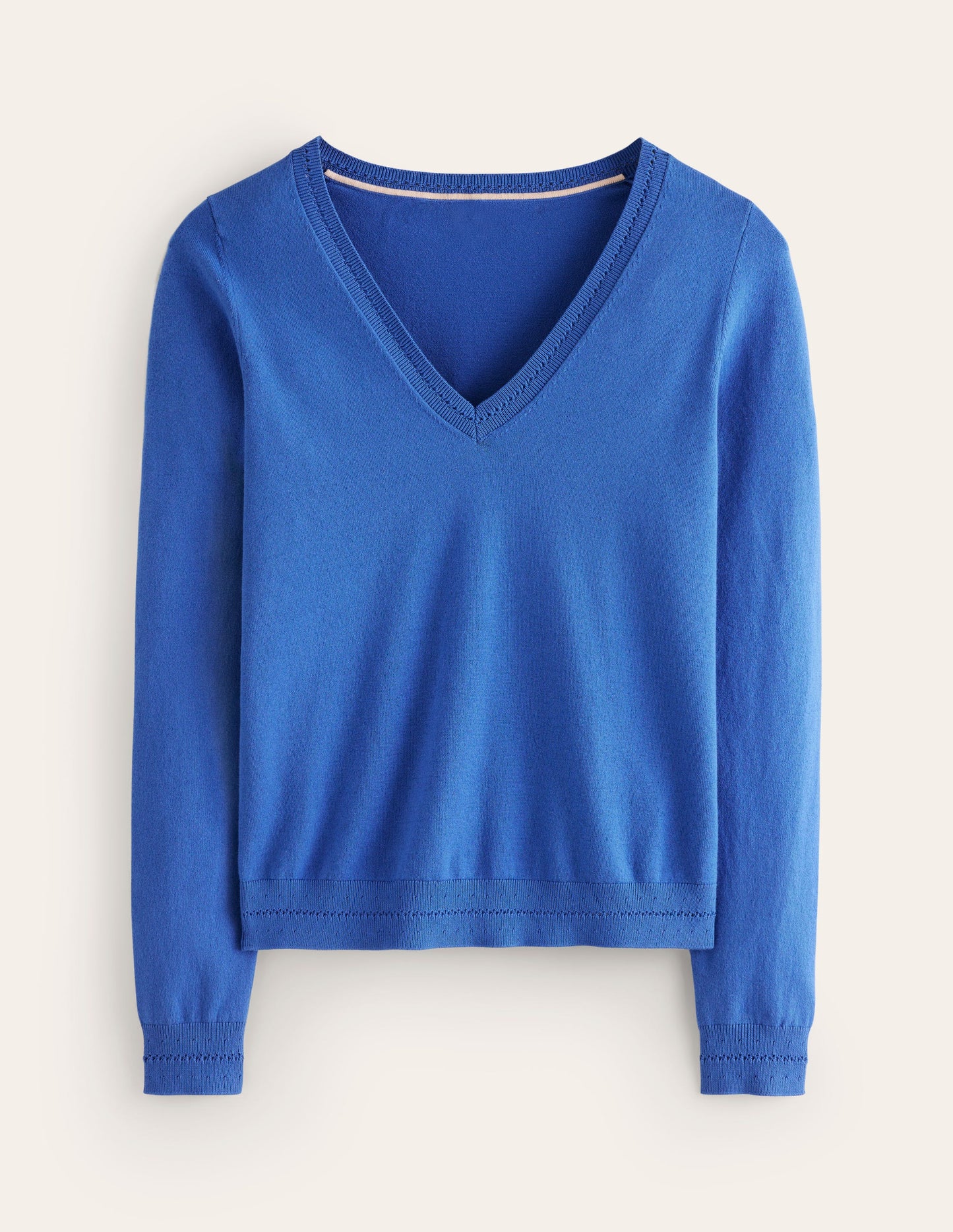 Catriona Cotton V-Neck Jumper-Blue Jay