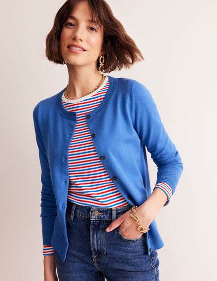 Catriona Cotton Cardigan-Blue Jay