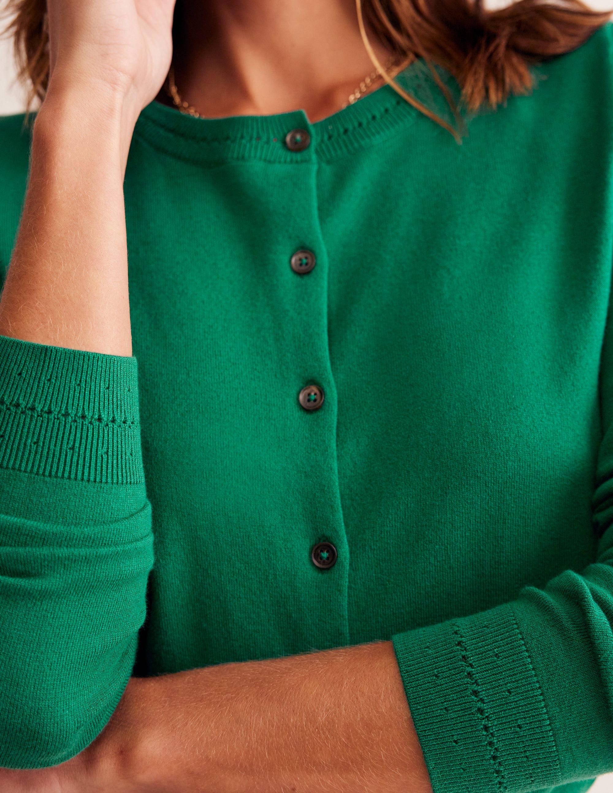 Catriona Cotton Cardigan-Malachite Green - Image 2