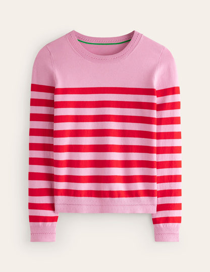 Catriona Cotton Crew Jumper-Old Rose Pink, Rouge Red-6