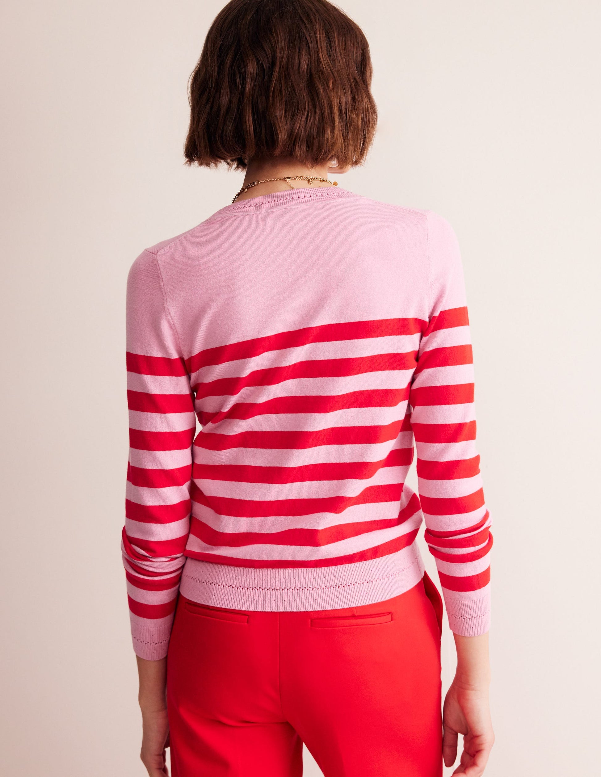 Catriona Cotton Crew Jumper-Old Rose Pink, Rouge Red-3