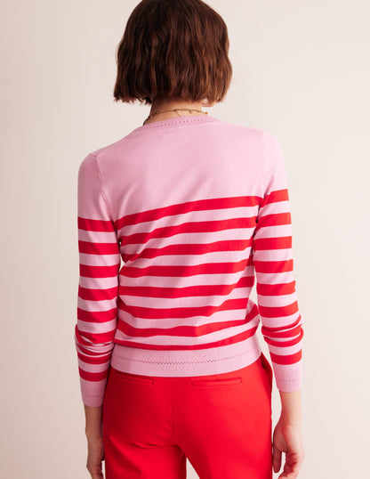 Catriona Cotton Crew Jumper-Old Rose Pink, Rouge Red-3